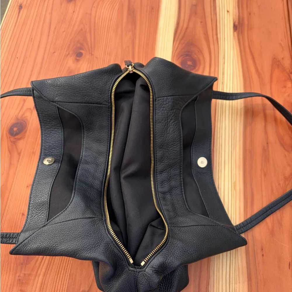 Vince Camuto Black Shoulder Bag with Gold Accents - Picture 2 of 3